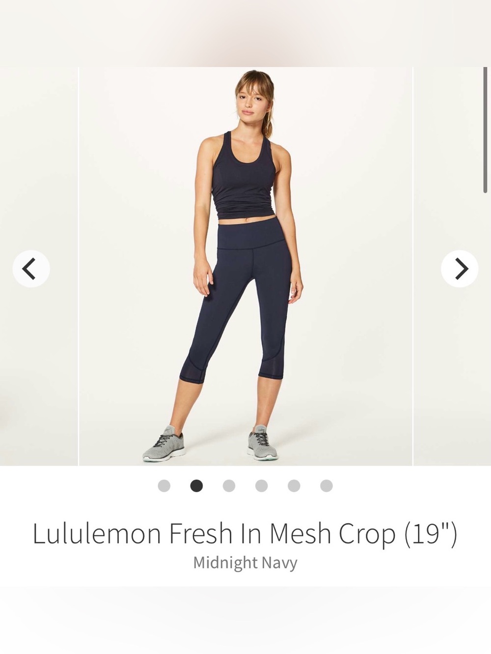 lululemon Midnight Navy Mesh Crop Capris